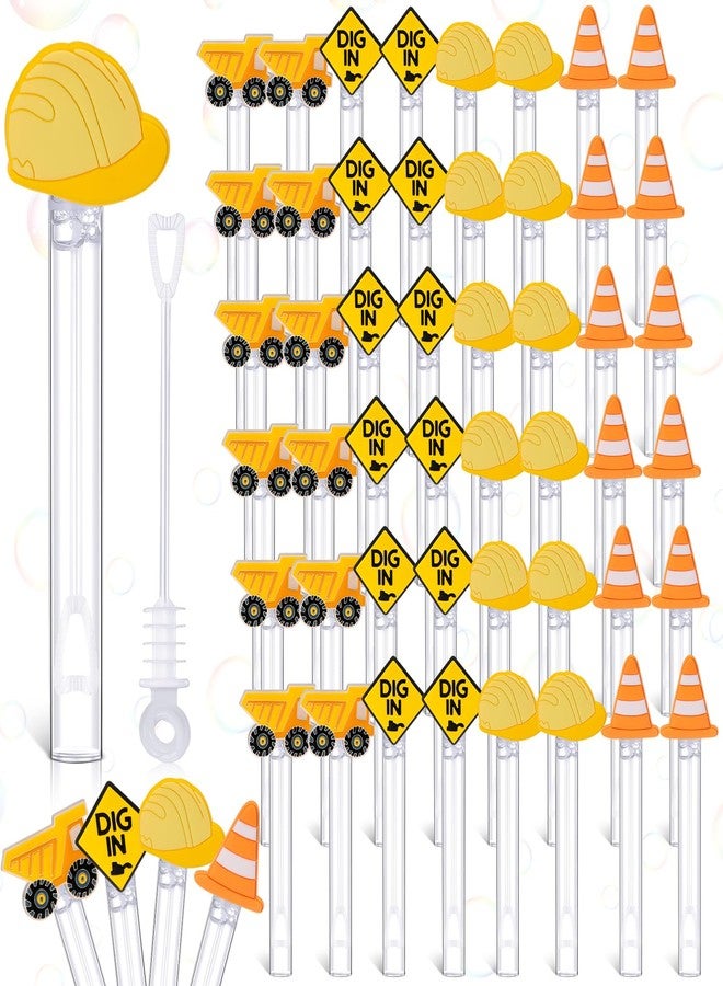 Silipull 48 Pcs 4.2'' Mini Bubble Wands Bubbles Party Favors Birthday Party Supplies Favor Decorations for Gift Back to School Goodie Bag, Contains Liquid(Construction) - Image 1